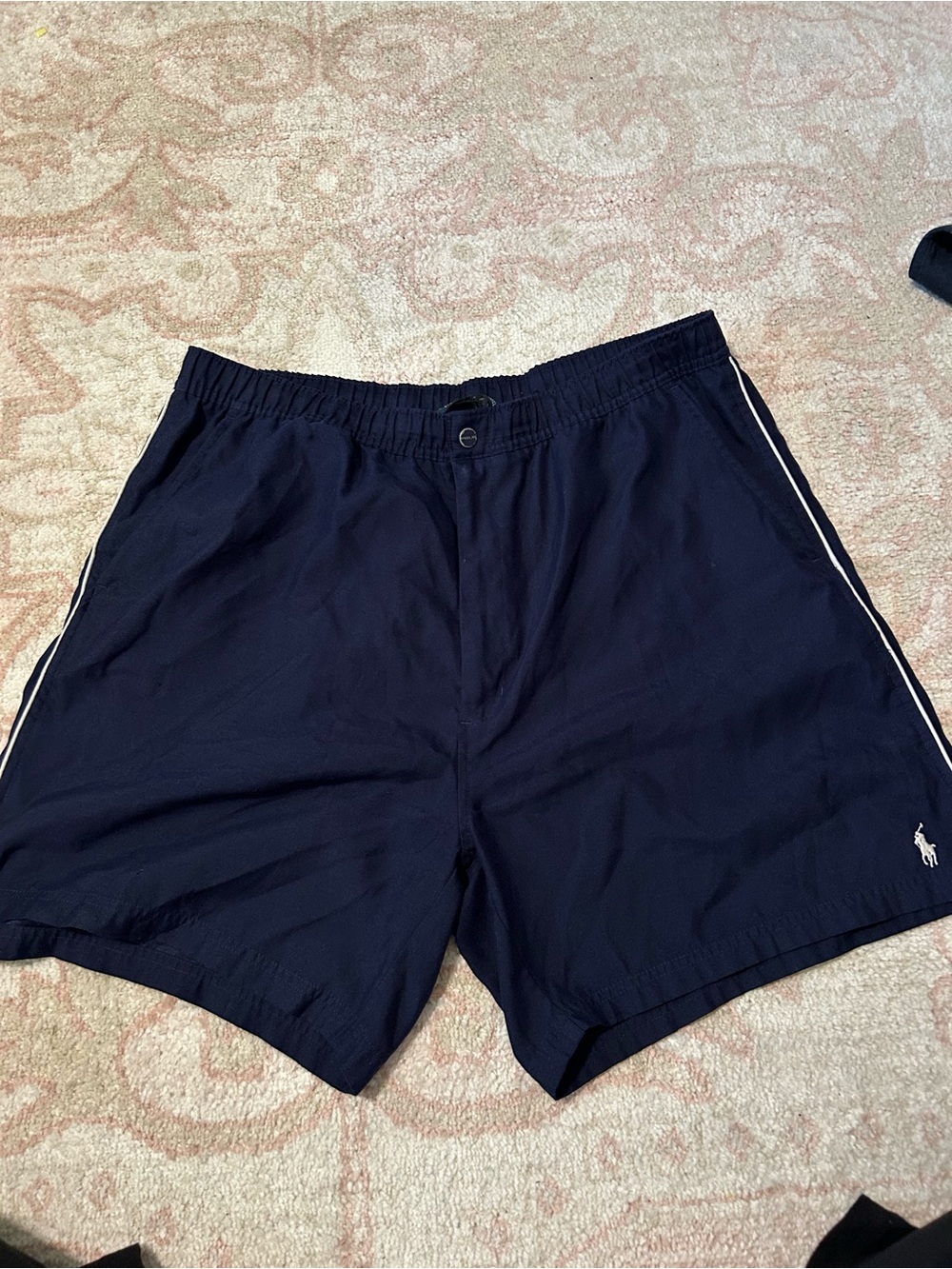 Ralph Lauren Polo Navy Swim Shorts with Side Stripe